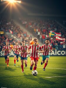 Dynamic Soccer Match Under Bright Lights – free AI stock image