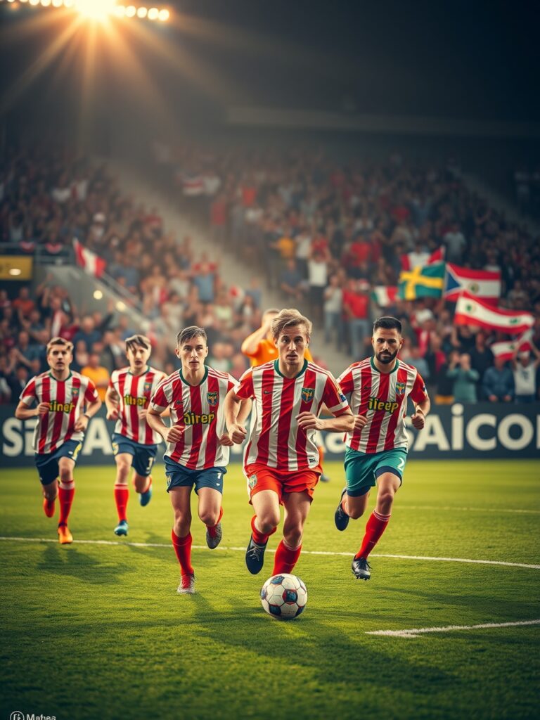 Dynamic Soccer Match Under Bright Lights – free AI stock image