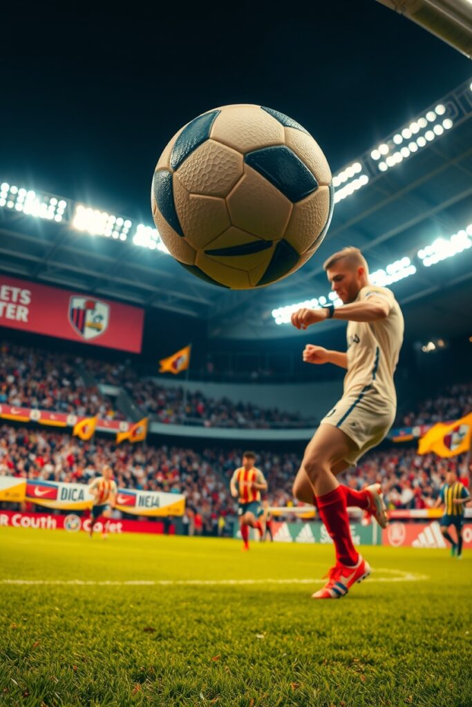 Dynamic Soccer Match Under Bright Lights – free AI stock image