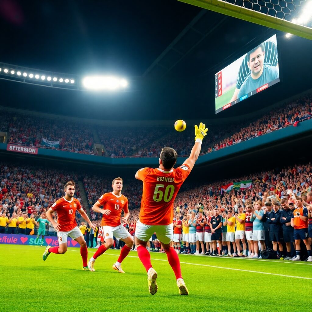 Dynamic Soccer Match Under Bright Stadium Lights – free AI stock image
