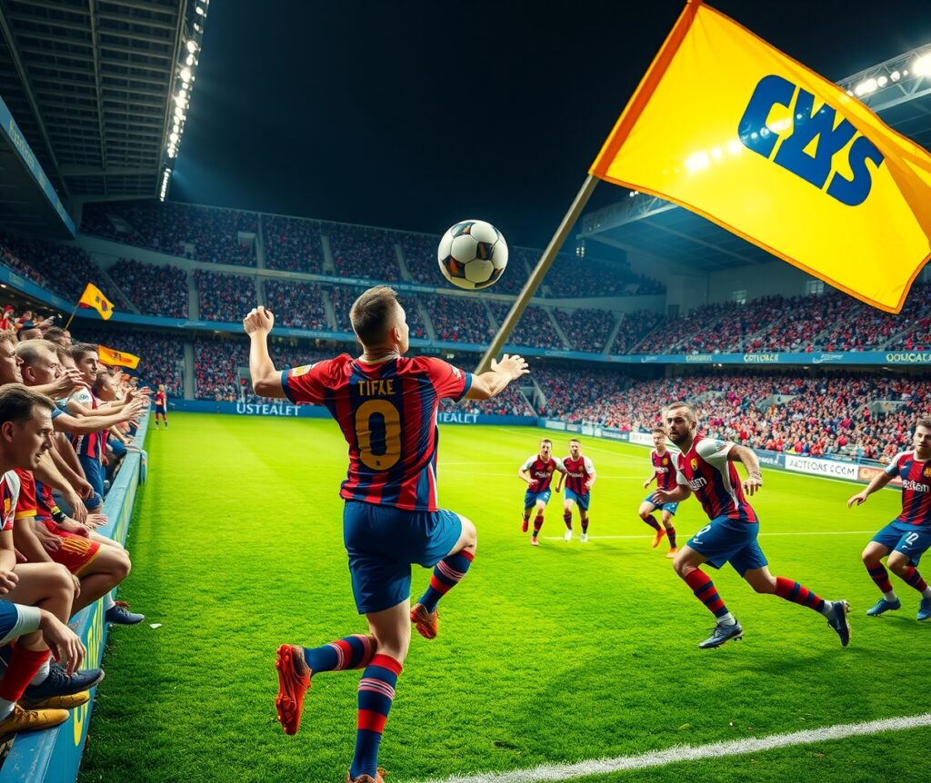 Dynamic Soccer Match Under Stadium Lights – free AI stock image