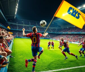 Dynamic Soccer Match Under Stadium Lights – free AI stock image
