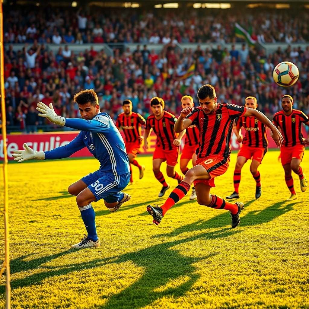 Dynamic Soccer Match Under Sunset – free AI stock image