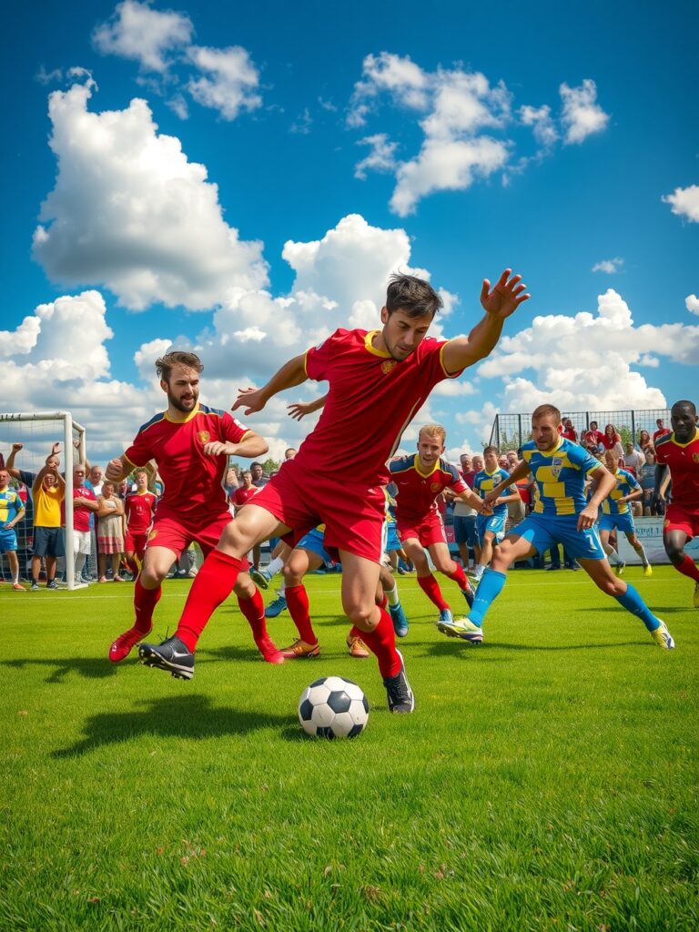 Dynamic Soccer Players in Action on Field – free AI stock image
