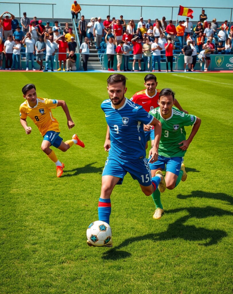 Dynamic Soccer Players in Action on Field – free AI stock image