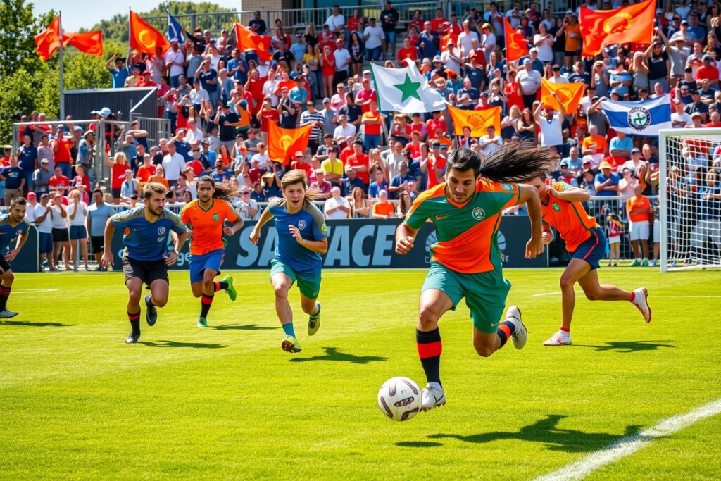 Dynamic Sport Action on a Field – free AI stock image