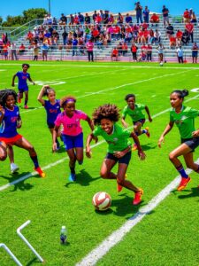 Dynamic Sports Action Captured on the Field – free AI stock image