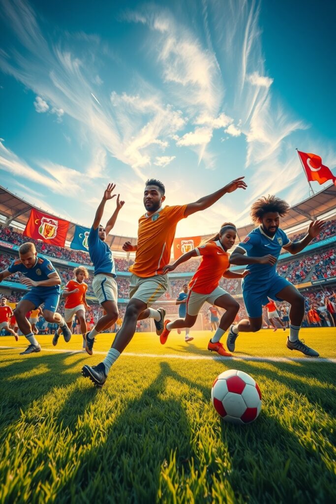 Dynamic Sports Action in an Outdoor Arena – free AI stock image