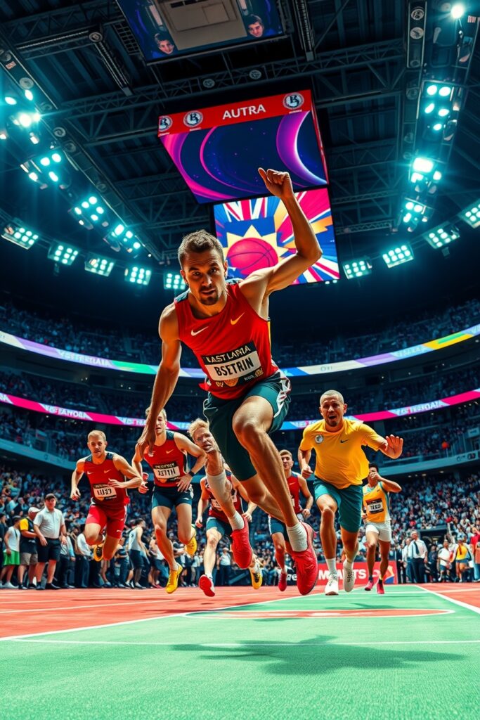 Dynamic Sports Action in the Arena – free AI stock image