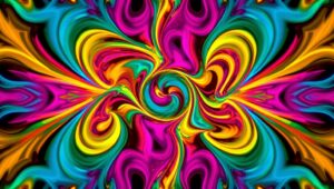 Dynamic Swirls of Colorful Geometry – free AI stock image