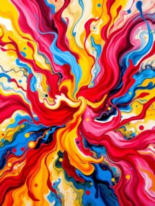 Dynamic Swirls of Colorful Shapes – free AI stock image