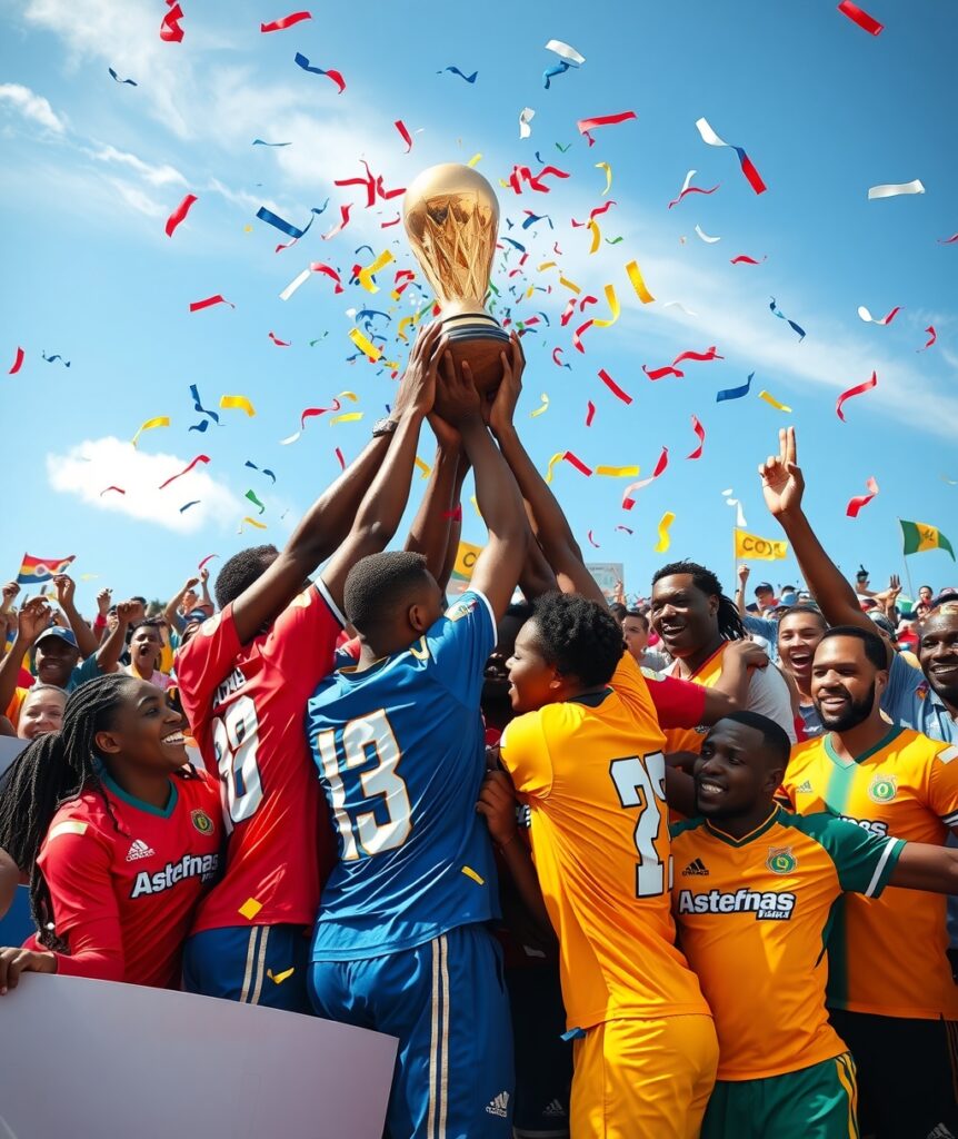 Dynamic Team Celebrating Sports Victory – free AI stock image