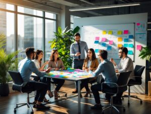 Dynamic Team Collaborates on Marketing Strategy – free AI stock image