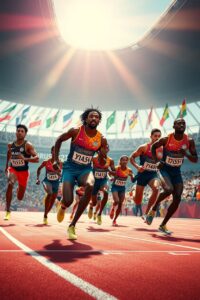 Dynamic Teams Competing in Olympic Sports Arena – free AI stock image