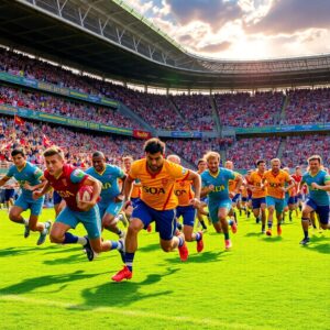 Dynamic Teamwork in Competitive Sports Event – free AI stock image
