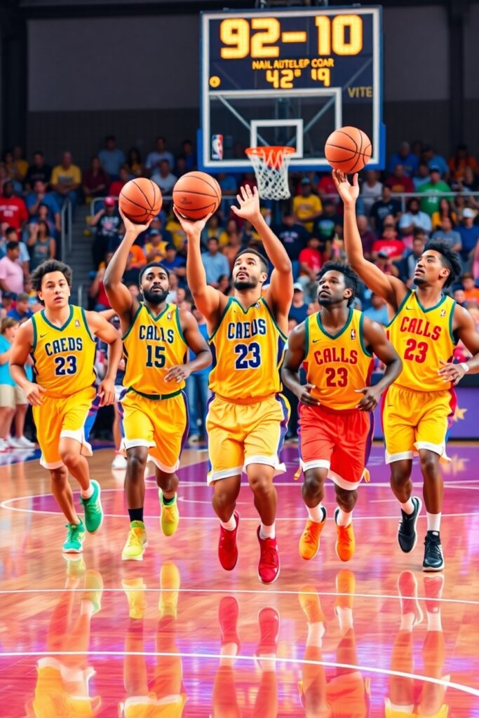 Dynamic Teamwork on the Basketball Court – free AI stock image