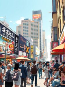 Dynamic Urban Life: People in Motion – free AI stock image