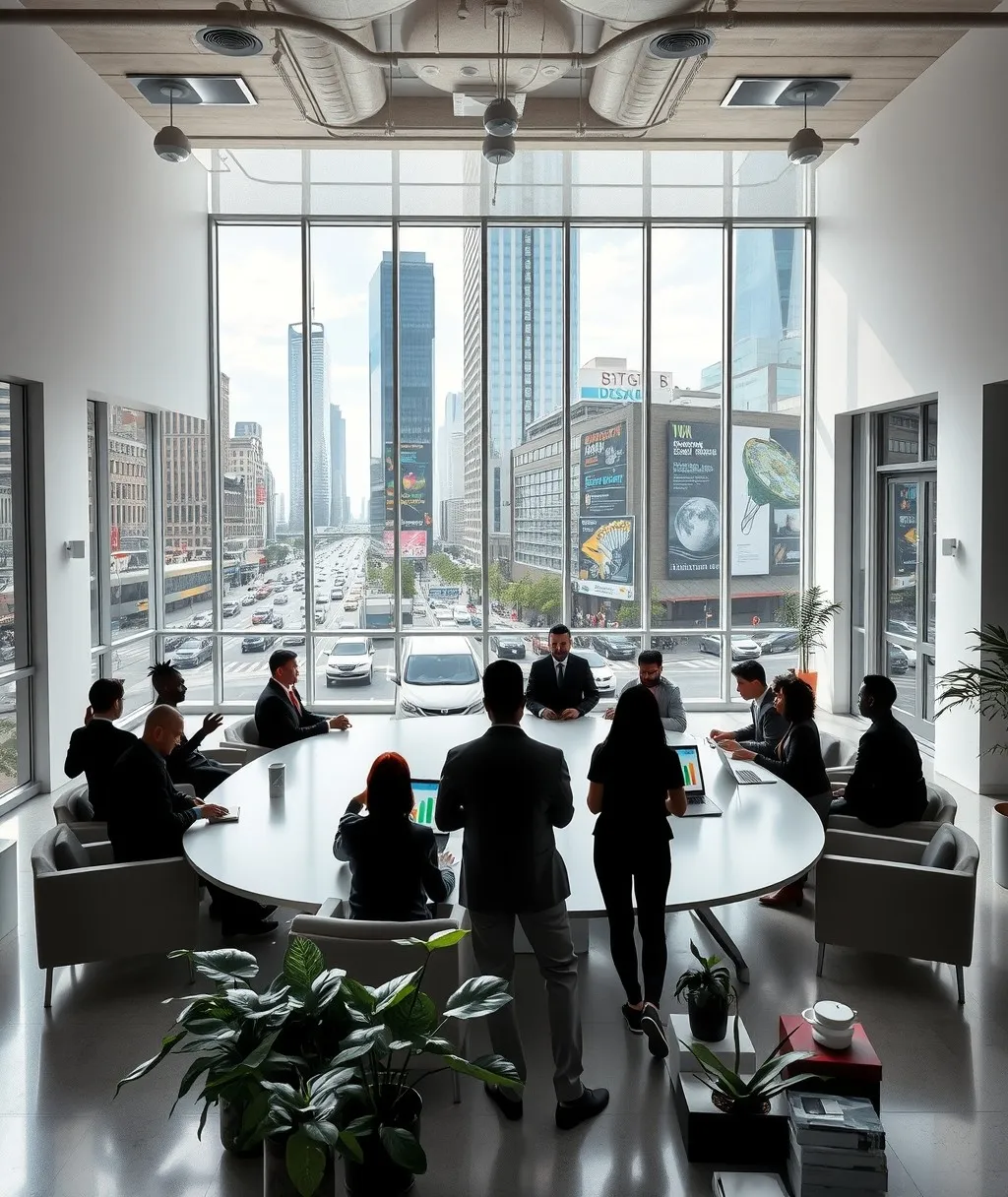 Dynamic Urban Office with Business Professionals