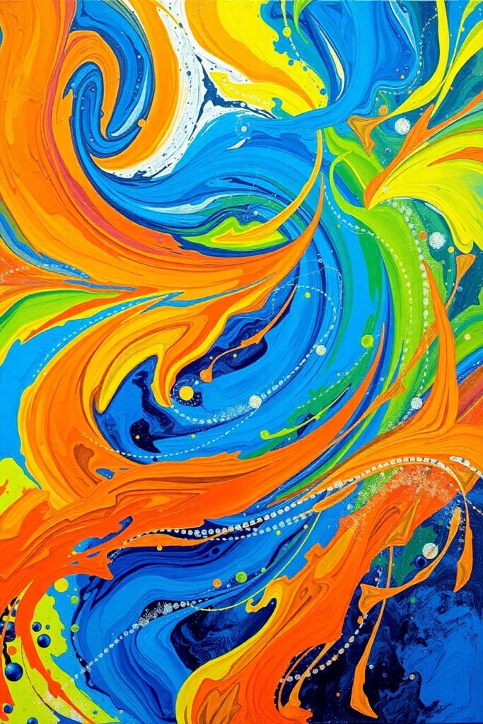 Dynamic Waveforms of Color and Form – free AI stock image