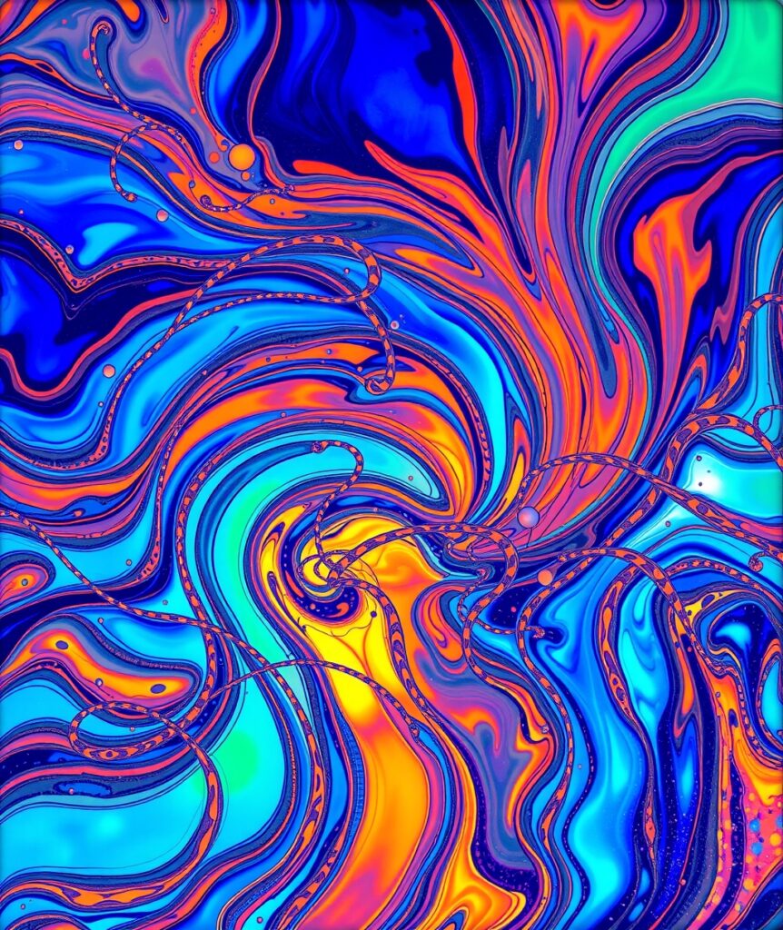 Dynamic Waves of Color and Form – free AI stock image