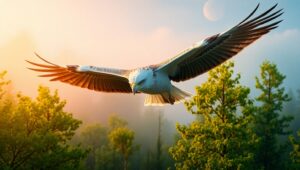 Eagle’s Dawn Flight – free AI stock image