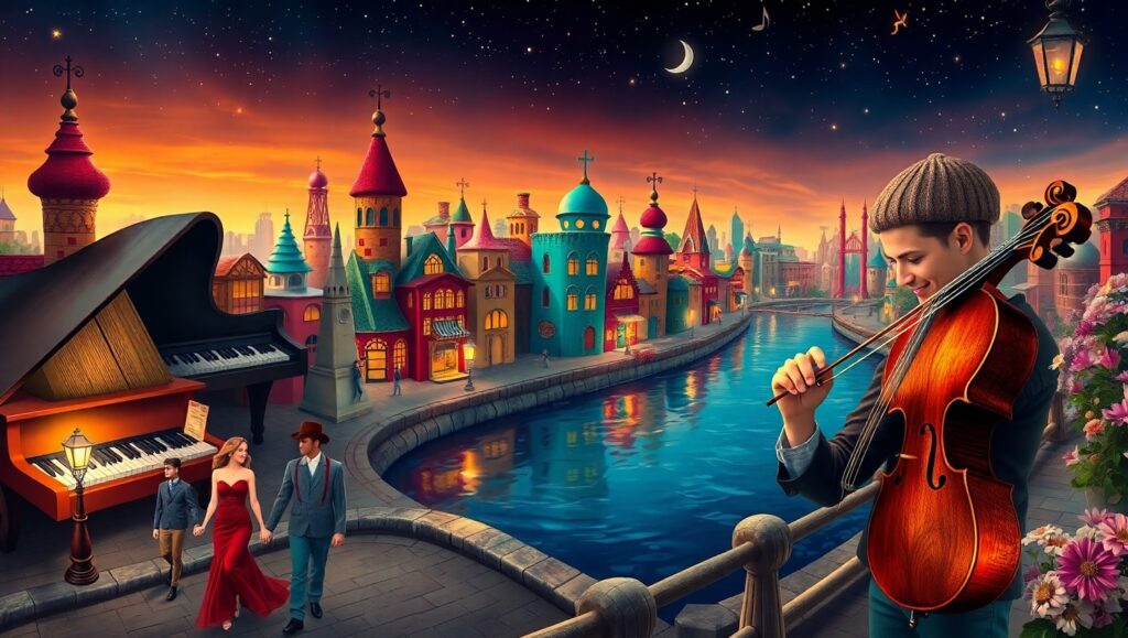 Eccentric City Under Starlight – free AI stock image