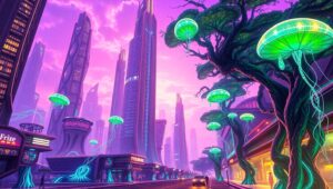 Ecosystem in a Futuristic City – free AI stock image