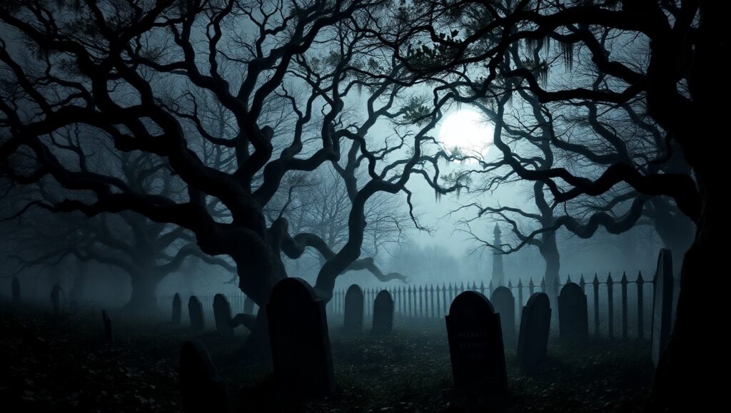 Eerie Night in the Haunted Forest – free AI stock image