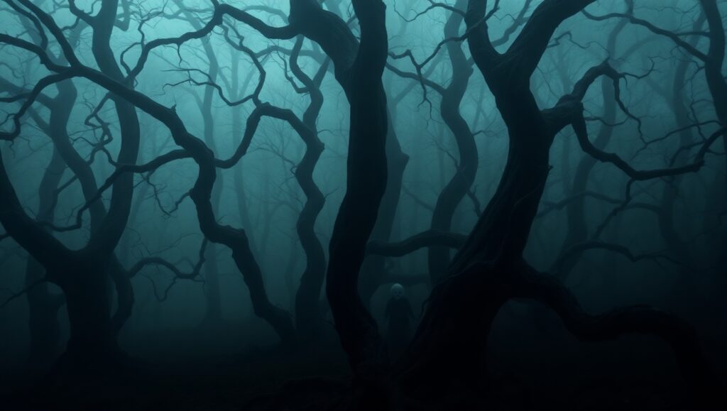 Eerie Shadows in a Haunted Forest G6o – free AI stock image