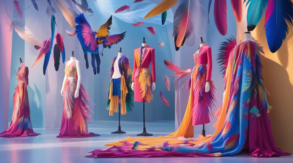 Elegant Feathered Fashion Display – free AI stock image