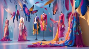 Elegant Feathered Fashion Display – free AI stock image