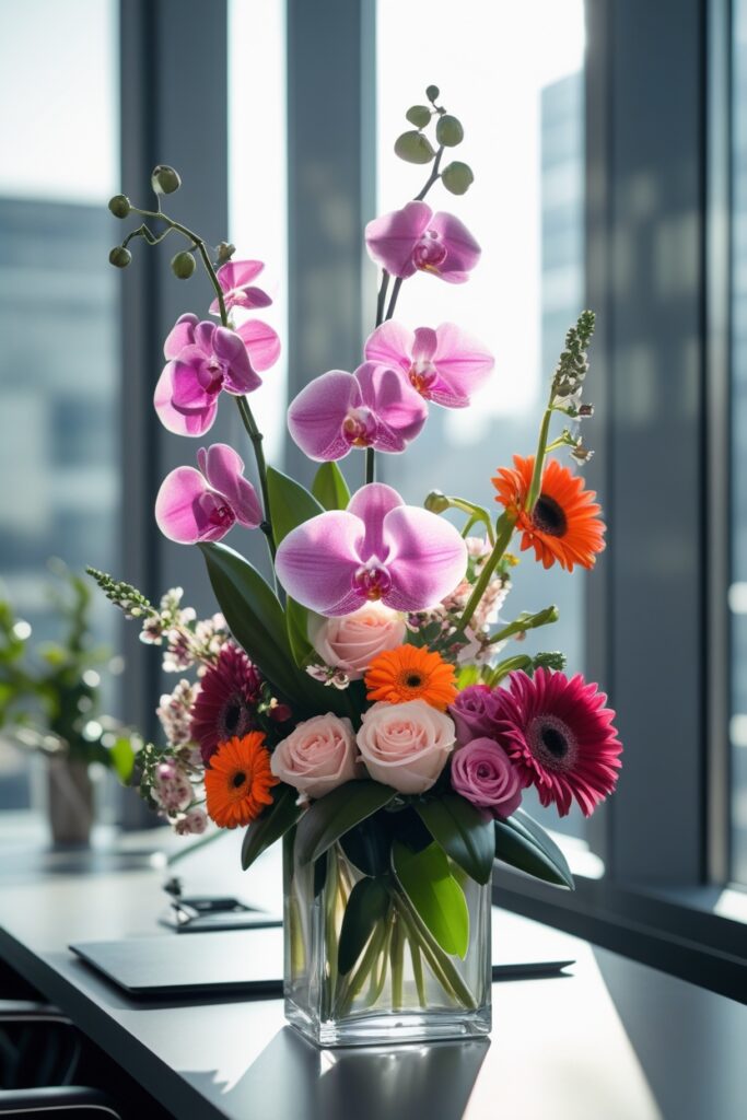 Elegant Floral Arrangement for Corporate Settings – free AI stock image