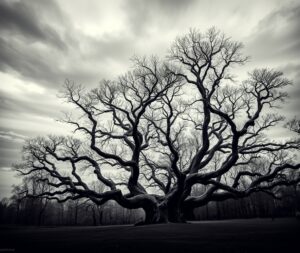 Elegant Monochrome Landscape of Silent Trees – free AI stock image