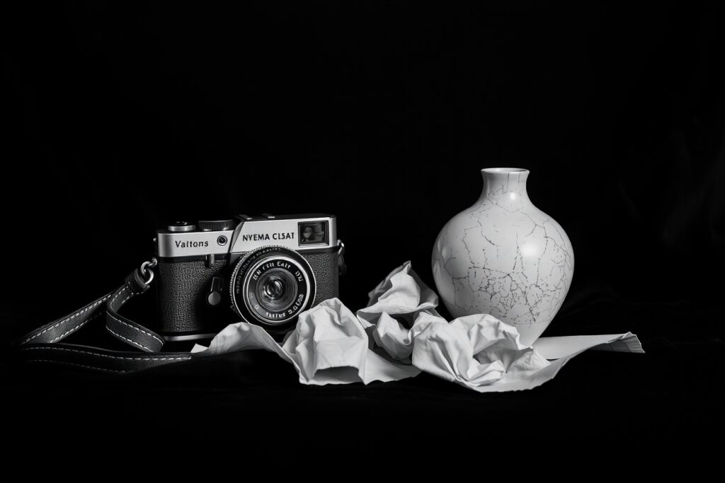 Elegant Monochrome Still Life Composition – free AI stock image