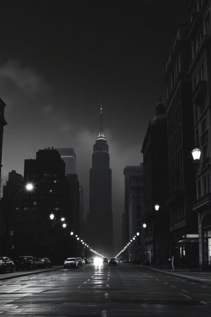 Elegant Monochrome Urban Landscape – free AI stock image