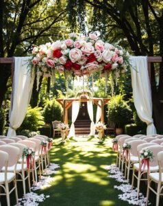 Elegant Outdoor Wedding Ceremony Under the Sky – free AI stock image