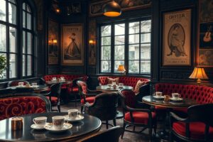 Elegant Vintage Café interior with Antique Decor – free AI stock image
