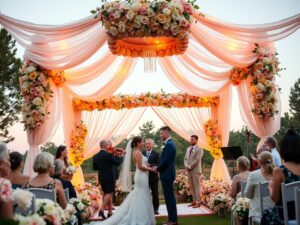 Elegant Wedding Ceremony Under a Canopy – free AI stock image