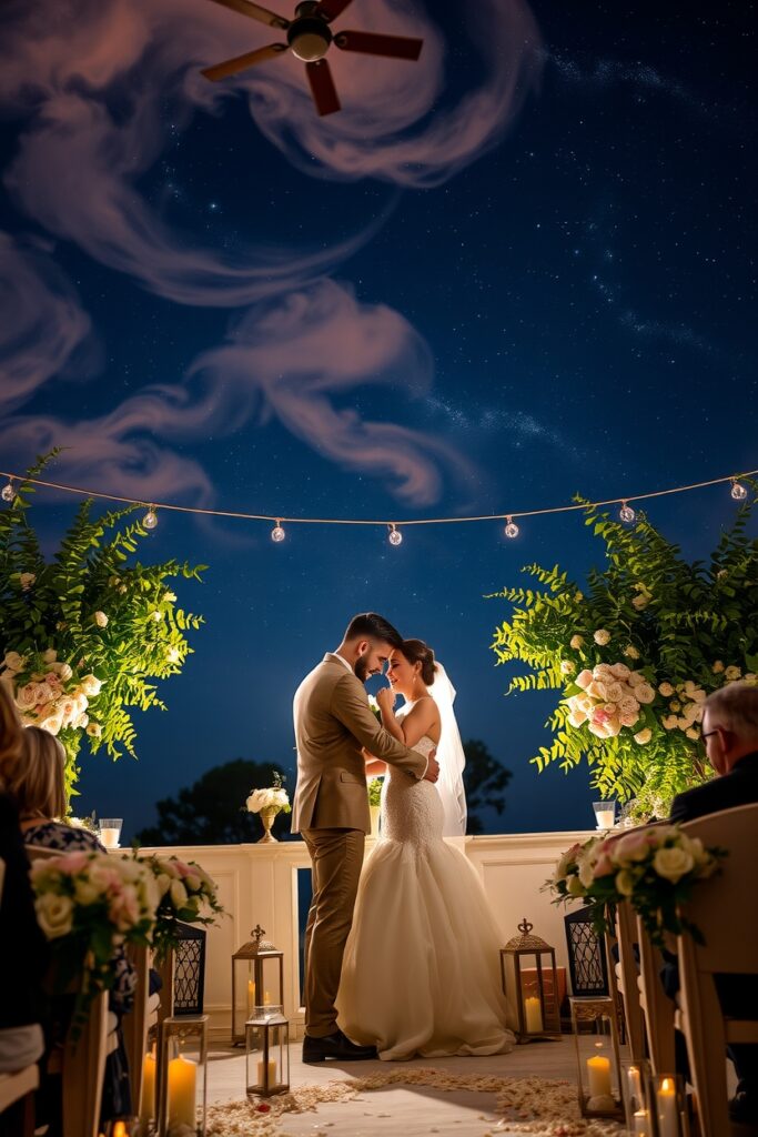 Elegant Wedding Ceremony Under the Stars – free AI stock image