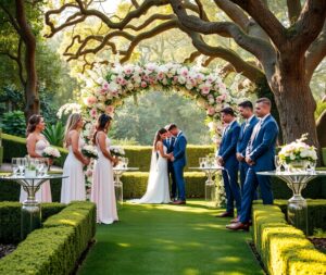 Elegant Wedding Ceremony with Floral Decorations – free AI stock image