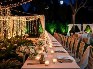 Elegant Wedding Setting Under the Stars – free AI stock image