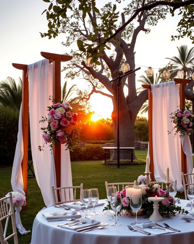 Elegant Wedding with Beautiful Floral Arrangements – free AI stock image