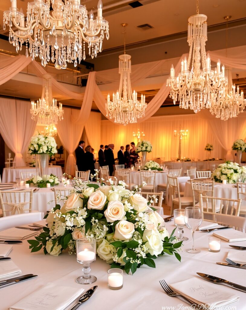 Elegantly Adorned Wedding Venue Decor – free AI stock image