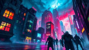 Emotional Chaos in a Stormy City – free AI stock image