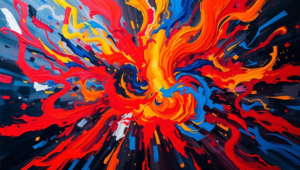 Emotional Chaos in Vibrant Colors – free AI stock image