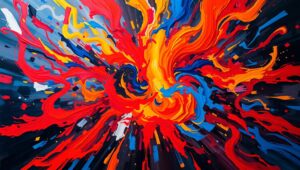 Emotional Chaos in Vibrant Colors – free AI stock image