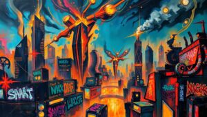 Emotional City in Abstract Chaos – free AI stock image