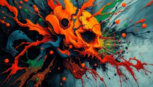Emotional Turmoil in Bold Colors – free AI stock image