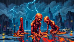 Emotional Turmoil in Urban Chaos – free AI stock image