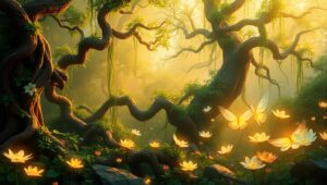 Enchanted Bronze Forest – free AI stock image